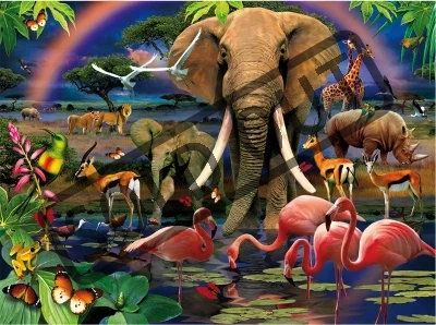 Puzzle + 3D brýle CLEMENTONI 1000 dílků - Africká savana