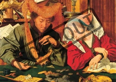 Puzzle EDUCA 1500 dílků - M. van Reymerswaele, Bankéř a jeho žena