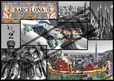 Puzzle TREFL 500 dílků - Barcelona - koláž, Španělsko