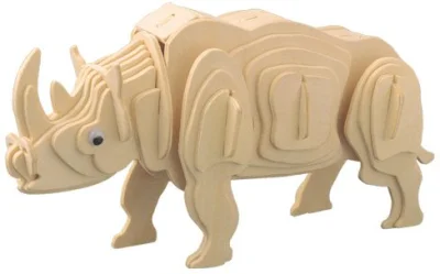 3D dřevěné puzzle - Bílý nosorožec 3D