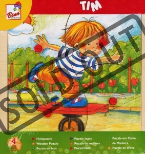 Dětské dřevěné puzzle - Chlapeček Tim 4 dílky, BINO
