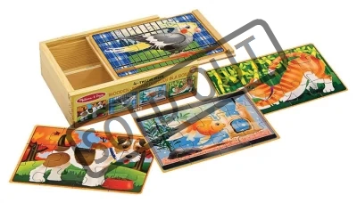 Dětské dřevěné puzzle 4v1 - Domácí mazlíčci (4x12 dílků)