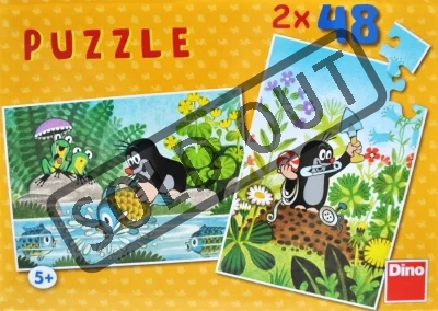 Puzzle DINO - Krtek a rybka, Krtek a plné ruce 2x48 dílků