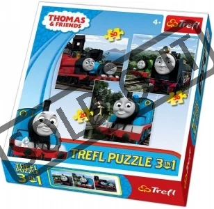 Puzzle pro děti 3v1 TREFL - Mašinka Tomáš 20,36,50 dílků