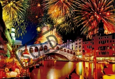 Puzzle EDUCA 1500 dílků - Ohňostroj na mostě Rialto, Benátky