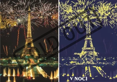 Svítící puzzle DINO 1000 dílků - Ohňostroj u Eiffelovy věže