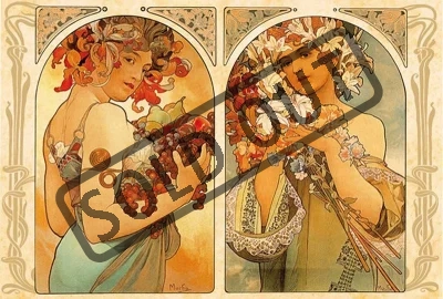 Puzzle D-TOYS 1000 dílků - Alfons Mucha, Ovoce / Květiny