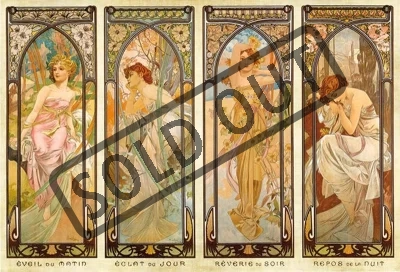 Puzzle D-TOYS 1000 dílků - Alfons Mucha: Ráno, den, večer, noc