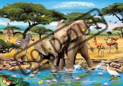 Dětské puzzle RAVENSBURGER 200 dílků - Sloni u vody XXL