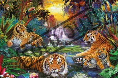 Puzzle RAVENSBURGER 3000 dílků - Tygři u zdroje vody