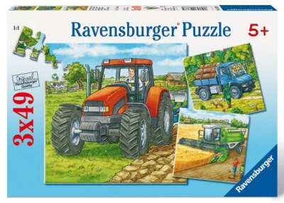 Dětské puzzle RAVENSBURGER 3x49 dílků - Zemědělské stroje 3v1