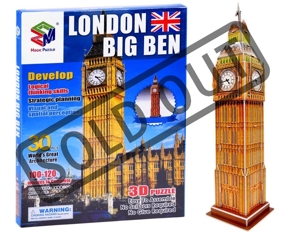 MAGIC PUZZLE 3D puzzle Big Ben, Londýn 30 dílků Puzzlepuzzle.cz