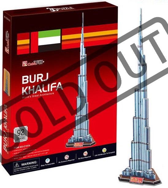 CUBICFUN 3D puzzle Burj Khalifa 92 dílků Puzzlepuzzle.cz