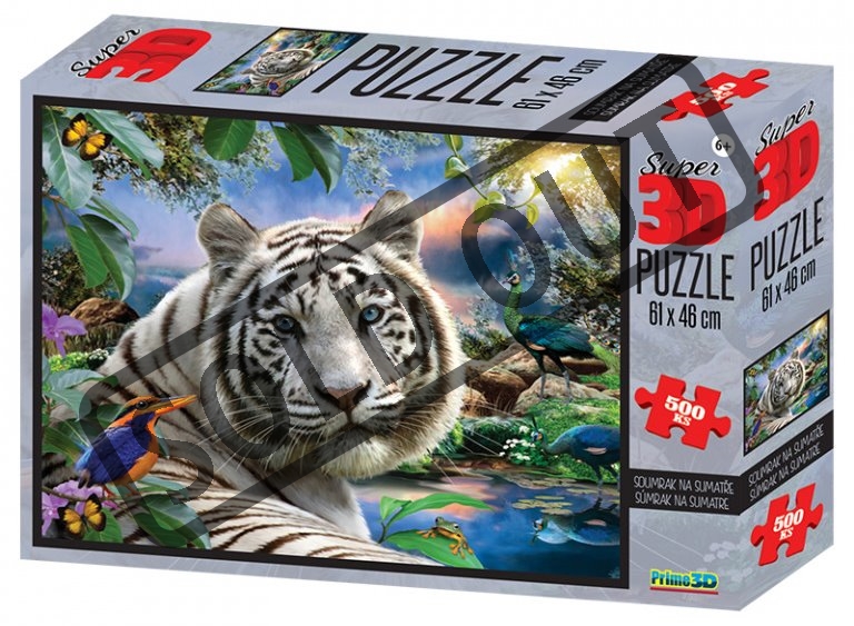 PRIME 3D Puzzle Bílý tygr 3D 500 dílků Puzzlepuzzle.cz