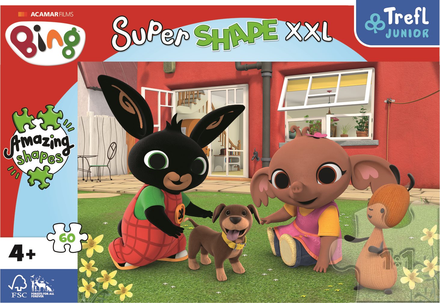 TREFL Puzzle Super Shape XXL Králíček Bing: Hra s pejskem 60 dílků ...