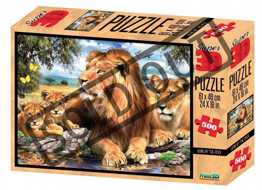 PRIME 3D Puzzle Lvi u napajedla 3D 500 dílků Puzzlepuzzle.cz