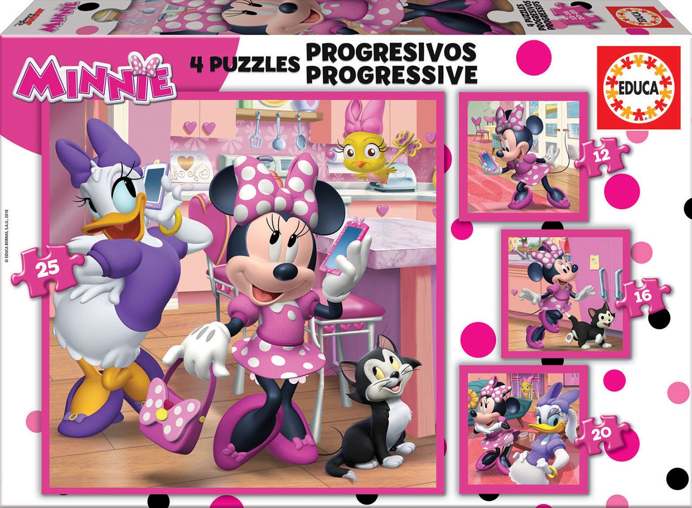 EDUCA Puzzle Minnie a Daisy 4v1 (12,16,20,25 dílků) | Puzzle-puzzle.cz