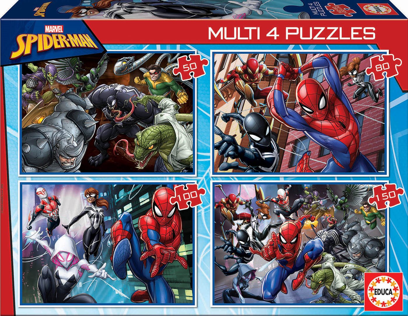EDUCA Puzzle Spiderman 4v1 (50,80,100,150 dílků) Puzzlepuzzle.cz