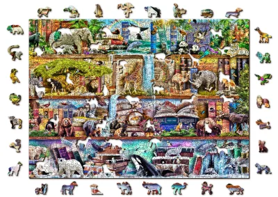 Dřevěné puzzle Úžasné království zvířat 2v1, 1010 dílků EKO