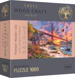 Wood Craft Origin puzzle Západ slunce nad Golden Gate 1000 dílků