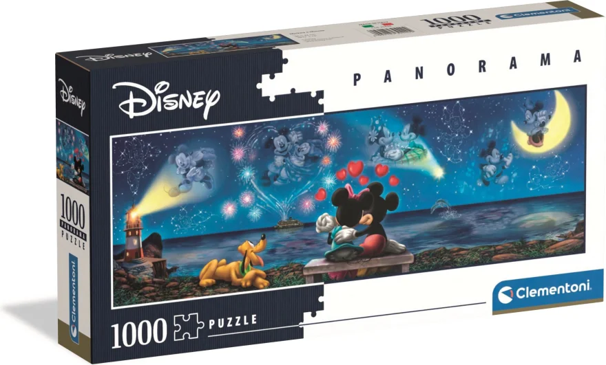CLEMENTONI Panoramatické puzzle Mickey a Minnie 1000 dílků