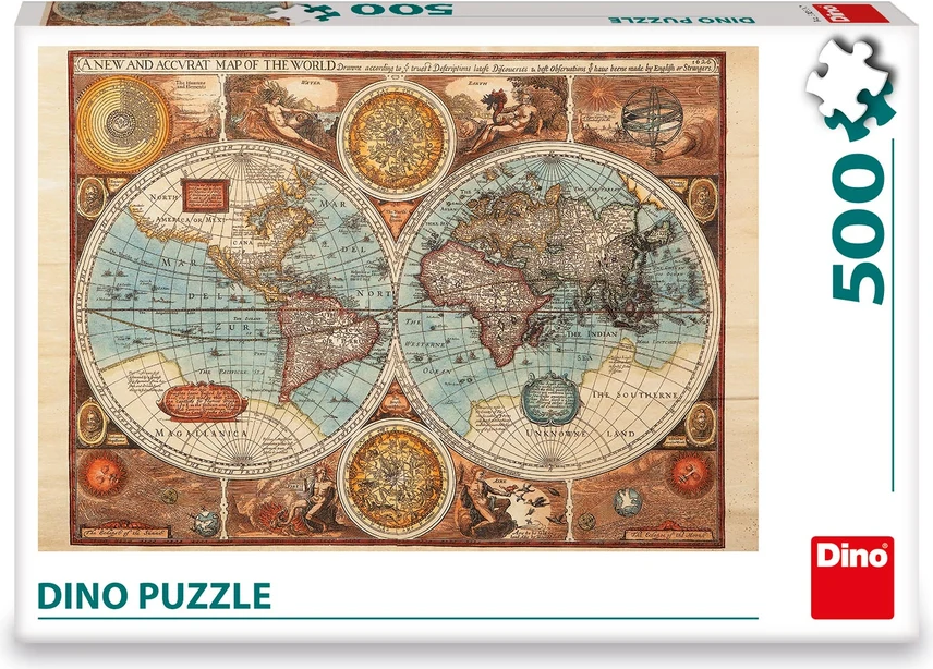 DINO Puzzle Mapa světa r. 1626, 500 dílků