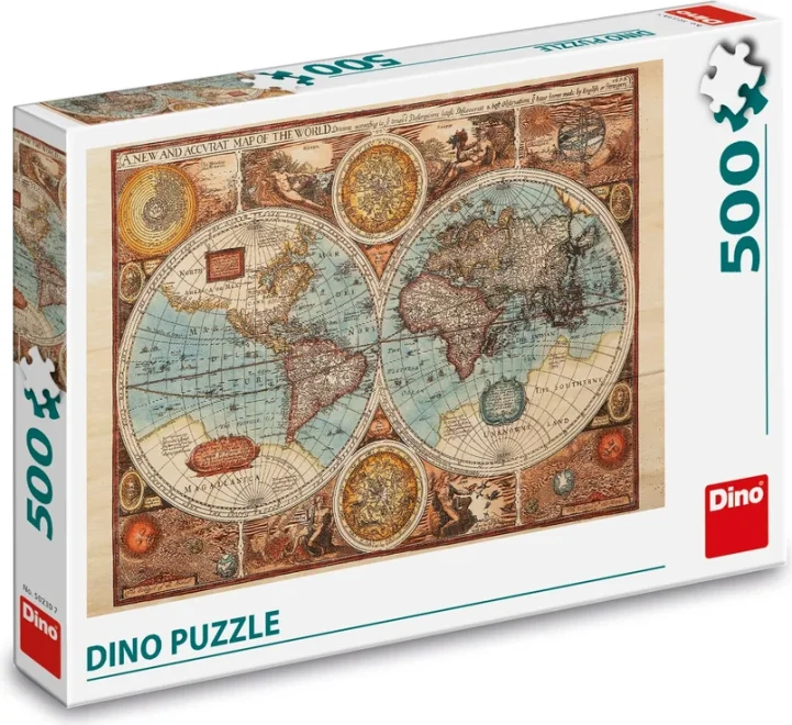 DINO Puzzle Mapa světa r. 1626, 500 dílků