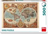 DINO Puzzle Mapa světa r. 1626, 500 dílků