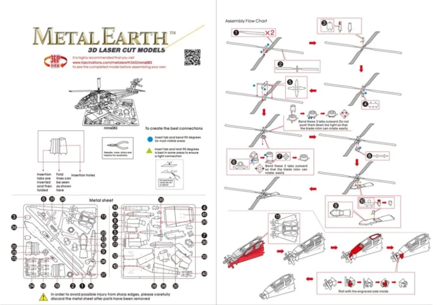 METAL EARTH 3D puzzle Vrtulník AH-64 Apache