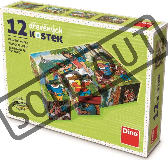 DINO Obrázkové kostky Sněhurka, 12 kostek
