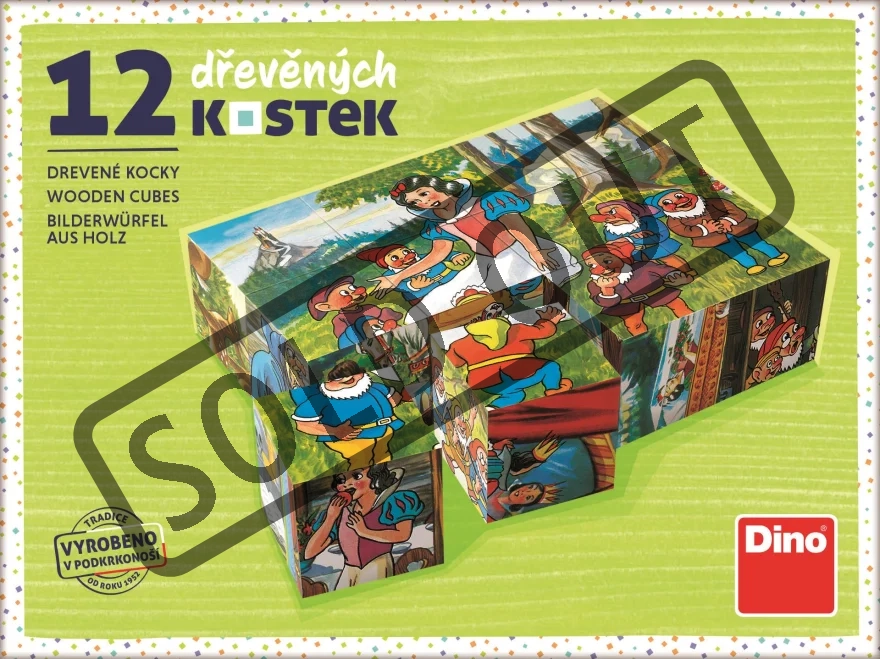 DINO Obrázkové kostky Sněhurka, 12 kostek
