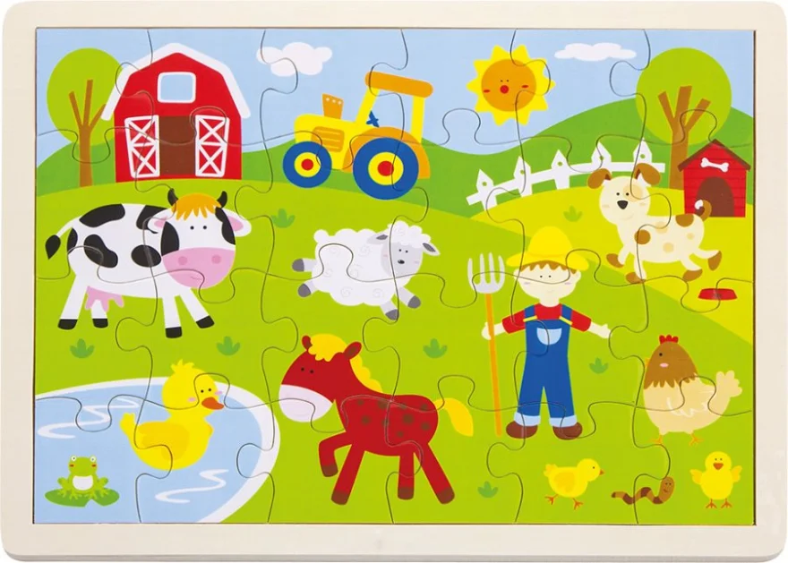 Dřevěné puzzle pro děti BABU Na farmě 24 dílků