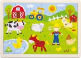 Dřevěné puzzle pro děti BABU Na farmě 24 dílků