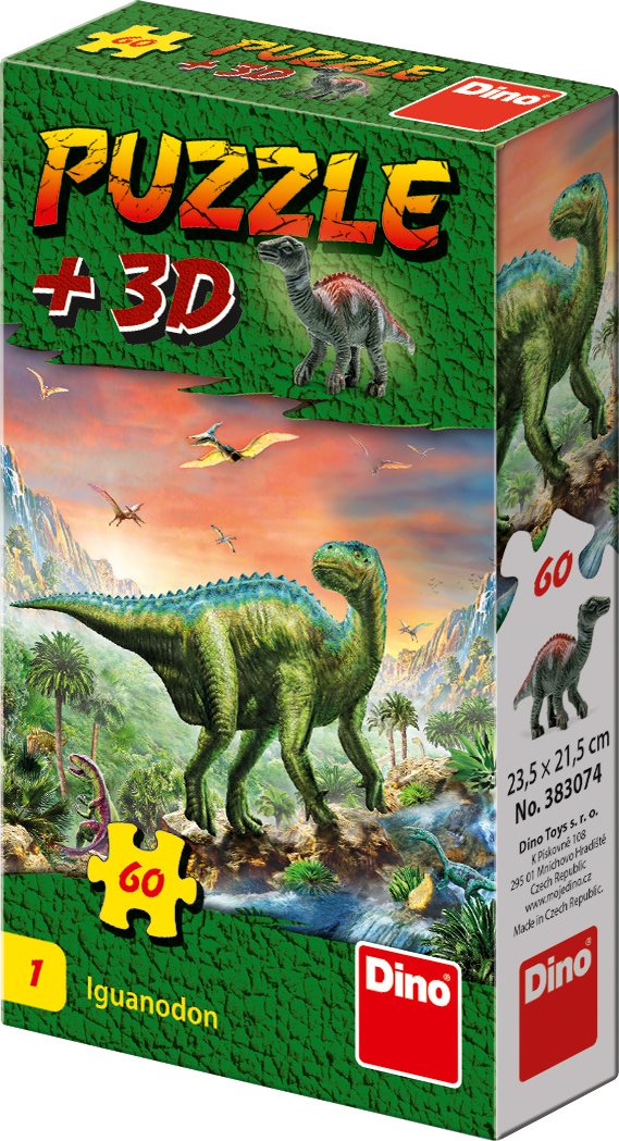 Dino Puzzle s figurkou dinosaura: Iguanodon 60 dílků