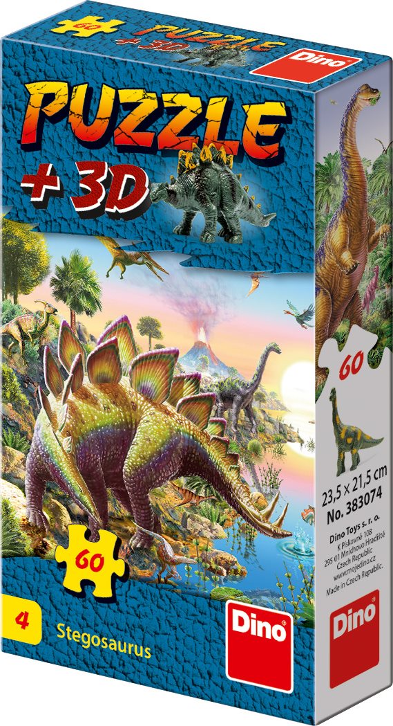 Dino Puzzle s figurkou dinosaura: Stegosaurus 60 dílků