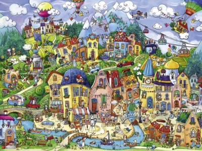 Puzzle Veselé městečko 1500 dílků