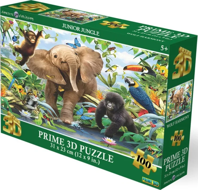 Puzzle s 3D efektem Prime 3D 100 dílků Mláďata v džungli