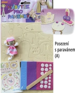 3D dřevěné puzzle s panenkou Artlover Nábytek: Posezení s paravánem