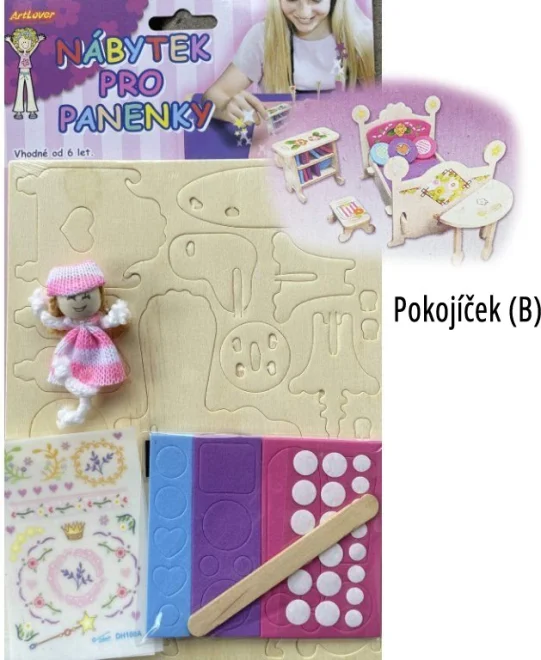 ARTLOVER 3D dřevěné puzzle s panenkou Artlover Nábytek: Dětský pokojíček