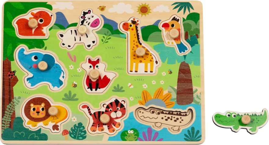 Dřevěná vkládačka BABU Safari - africká zvířátka 9 dílků