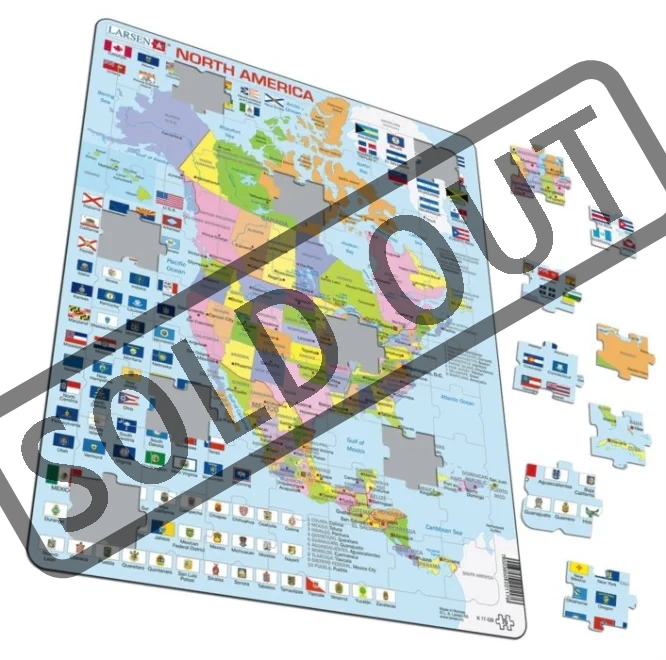 LARSEN Puzzle Severní Amerika - politická mapa (anglicky) 85 dílků