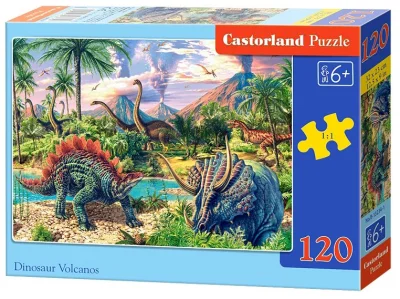 Puzzle Dinosauři pod sopkami 120 dílků