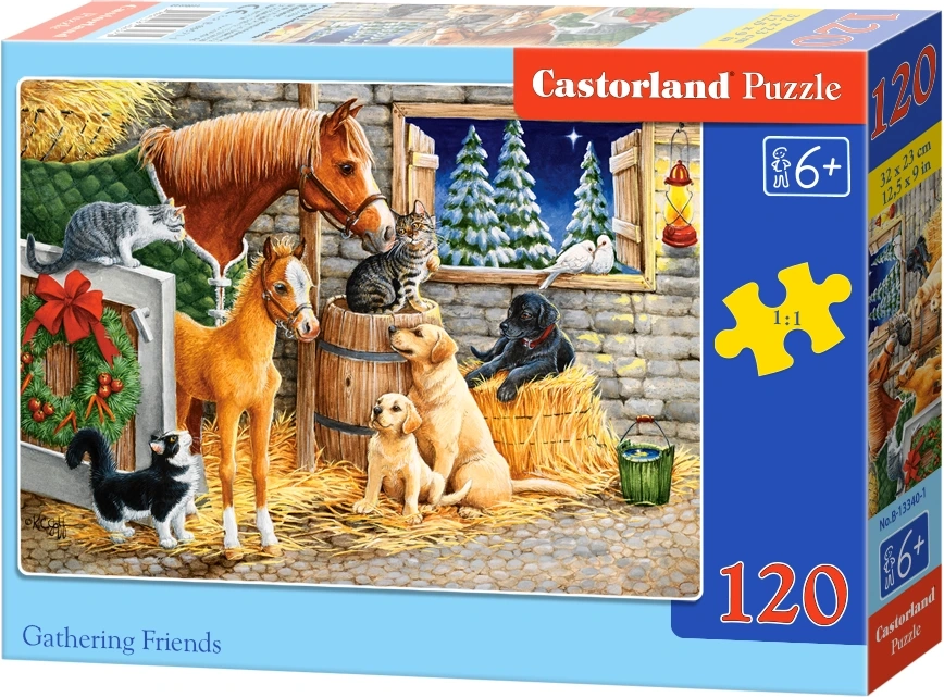CASTORLAND Puzzle Setkání přátel ve stáji 120 dílků