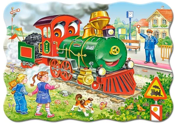 CASTORLAND Puzzle Zelená lokomotiva 30 dílků