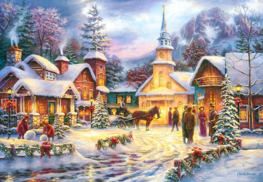 CASTORLAND Puzzle Zasněžená vánoční vesnička 1500 dílků