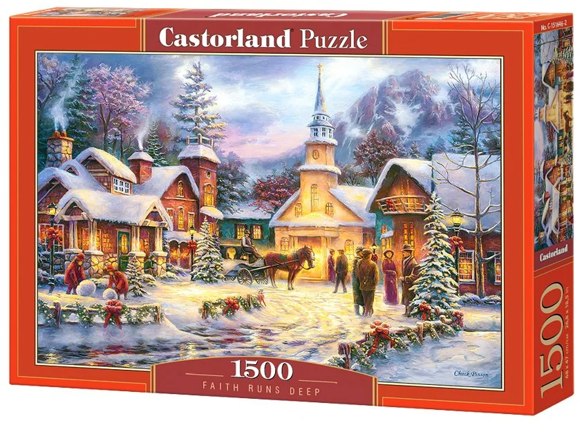 CASTORLAND Puzzle Zasněžená vánoční vesnička 1500 dílků