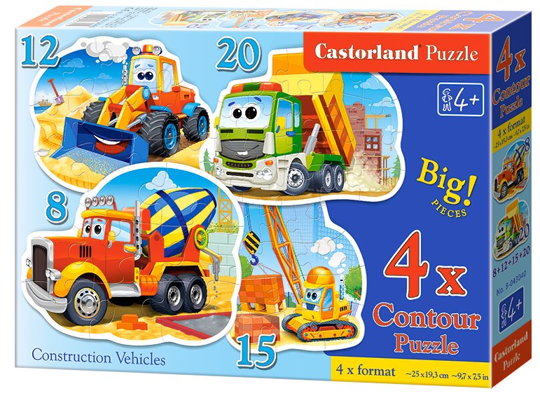 CASTORLAND Puzzle Na staveništi 4v1 (8,12,15,20 dílků)