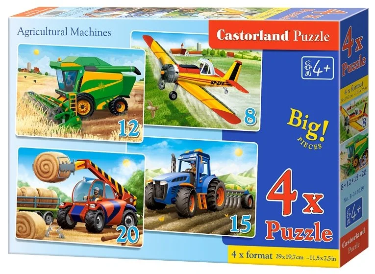 CASTORLAND Puzzle Zemědělské stroje 4v1 (8,12,15,20 dílků)