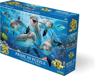 Puzzle s 3D efektem Prime 3D 63 dílků Selfie: Delfíní radost