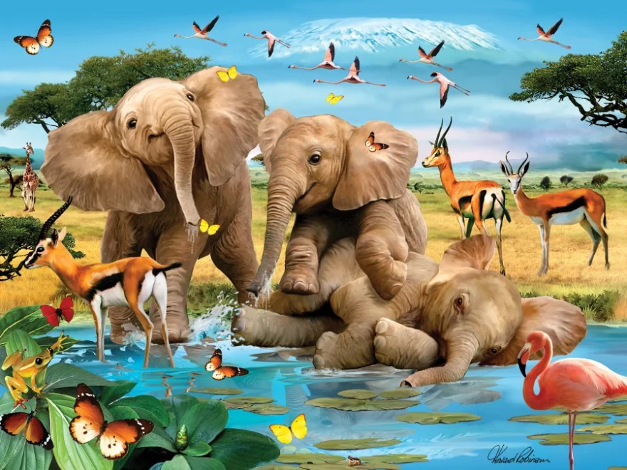 Puzzle s 3D efektem Prime 3D 63 dílků Hravá slůňata